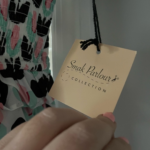 Smak Parlor Mod 60s Flower Print Babydoll Dress Large - Picture 2 of 6